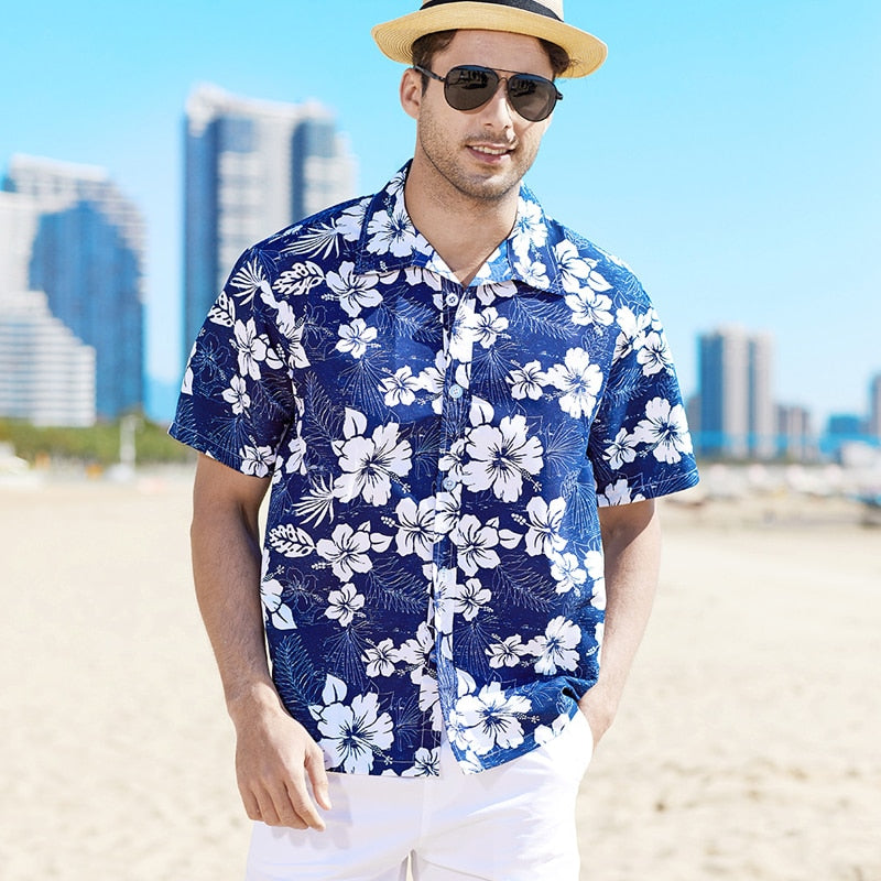Fashion Mens Hawaiian Shirt Male