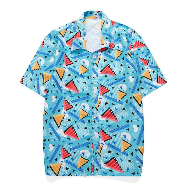 Fashion Mens Hawaiian Shirt Male