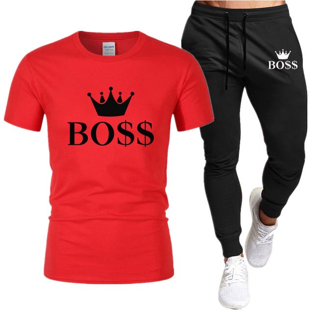 Men Shirt Tracksuit Two Pieces Sets Men Casual Sportswear