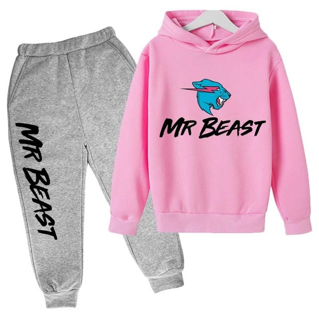 Boys Mr Beast Print Spring Autumn Fashion Hoodie tracksuit 4-14 Years Kids