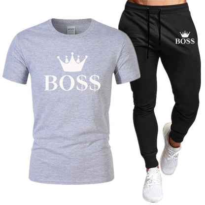 Men Shirt Tracksuit Two Pieces Sets Men Casual Sportswear