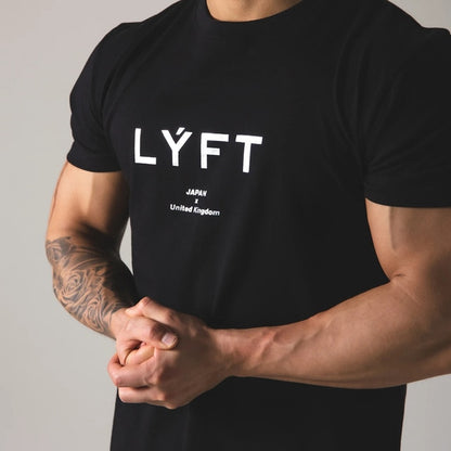 Summer Men Gym Cotton Short Sleeves Round Neck T shirt