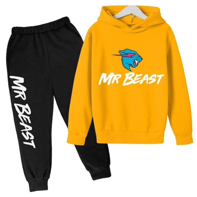 Boys Mr Beast Print Spring Autumn Fashion Hoodie tracksuit 4-14 Years Kids