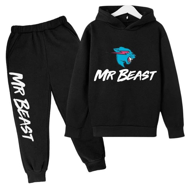 Boys Mr Beast Print Spring Autumn Fashion Hoodie tracksuit 4-14 Years Kids