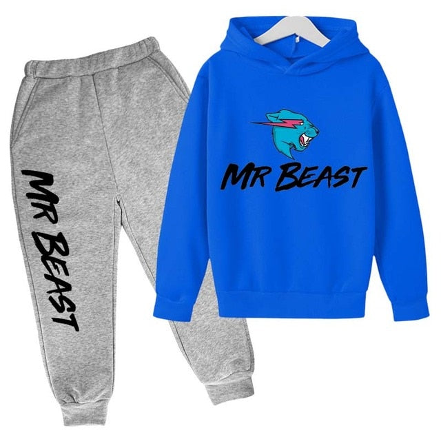 Boys Mr Beast Print Spring Autumn Fashion Hoodie tracksuit 4-14 Years Kids