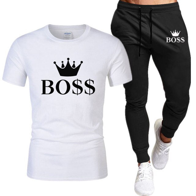 Men Shirt Tracksuit Two Pieces Sets Men Casual Sportswear