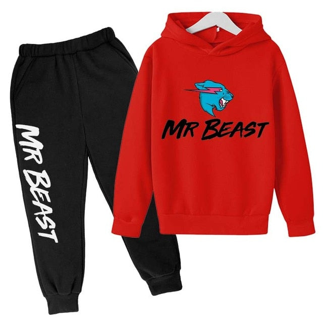 Boys Mr Beast Print Spring Autumn Fashion Hoodie tracksuit 4-14 Years Kids