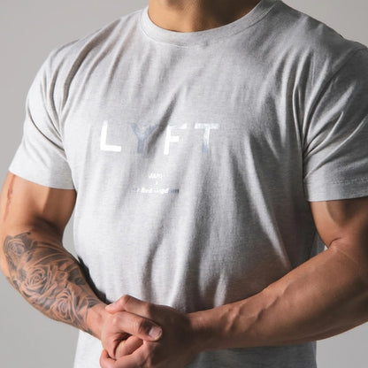 Summer Men Gym Cotton Short Sleeves Round Neck T shirt