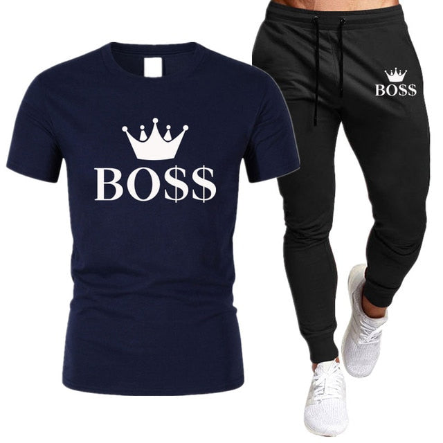 Men Shirt Tracksuit Two Pieces Sets Men Casual Sportswear