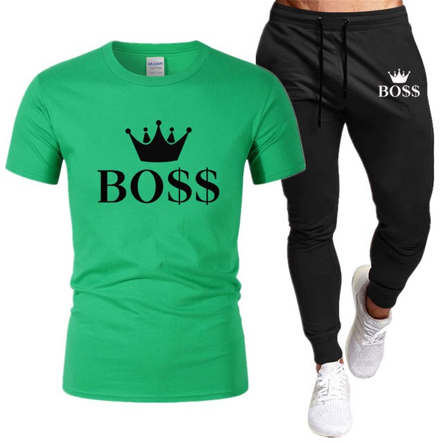 Men Shirt Tracksuit Two Pieces Sets Men Casual Sportswear