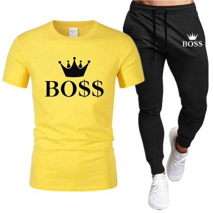 Men Shirt Tracksuit Two Pieces Sets Men Casual Sportswear