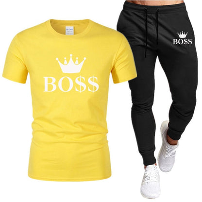 Men Shirt Tracksuit Two Pieces Sets Men Casual Sportswear