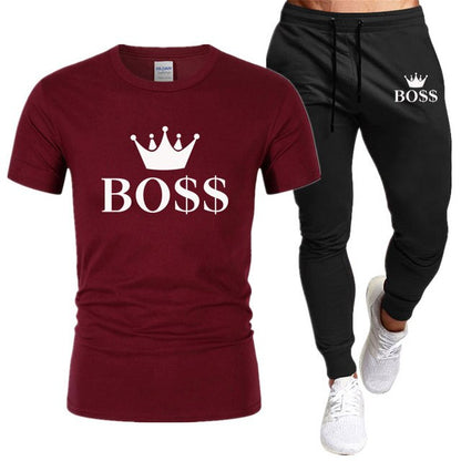 Men Shirt Tracksuit Two Pieces Sets Men Casual Sportswear